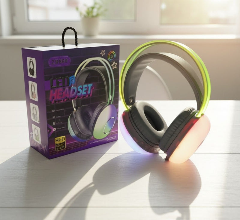 LED Wireless Headset – Hi-Fi Stereo Sound with RGB Lighting